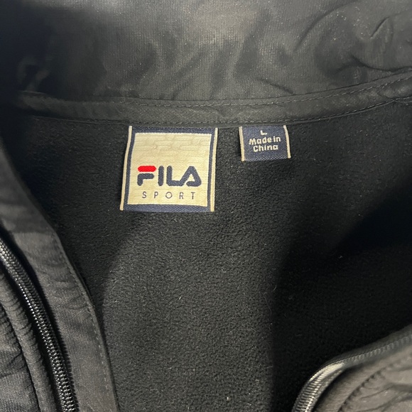 Fila Sport Women's Large Black Fleece Jacket Full Zip High Neck Long Sleeve‎ EUC - Picture 3 of 6